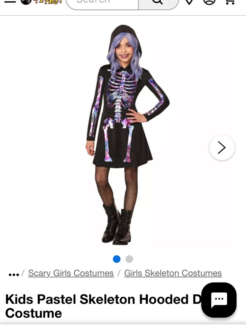 Kids Pastel Skeleton Hooded Dress Costume